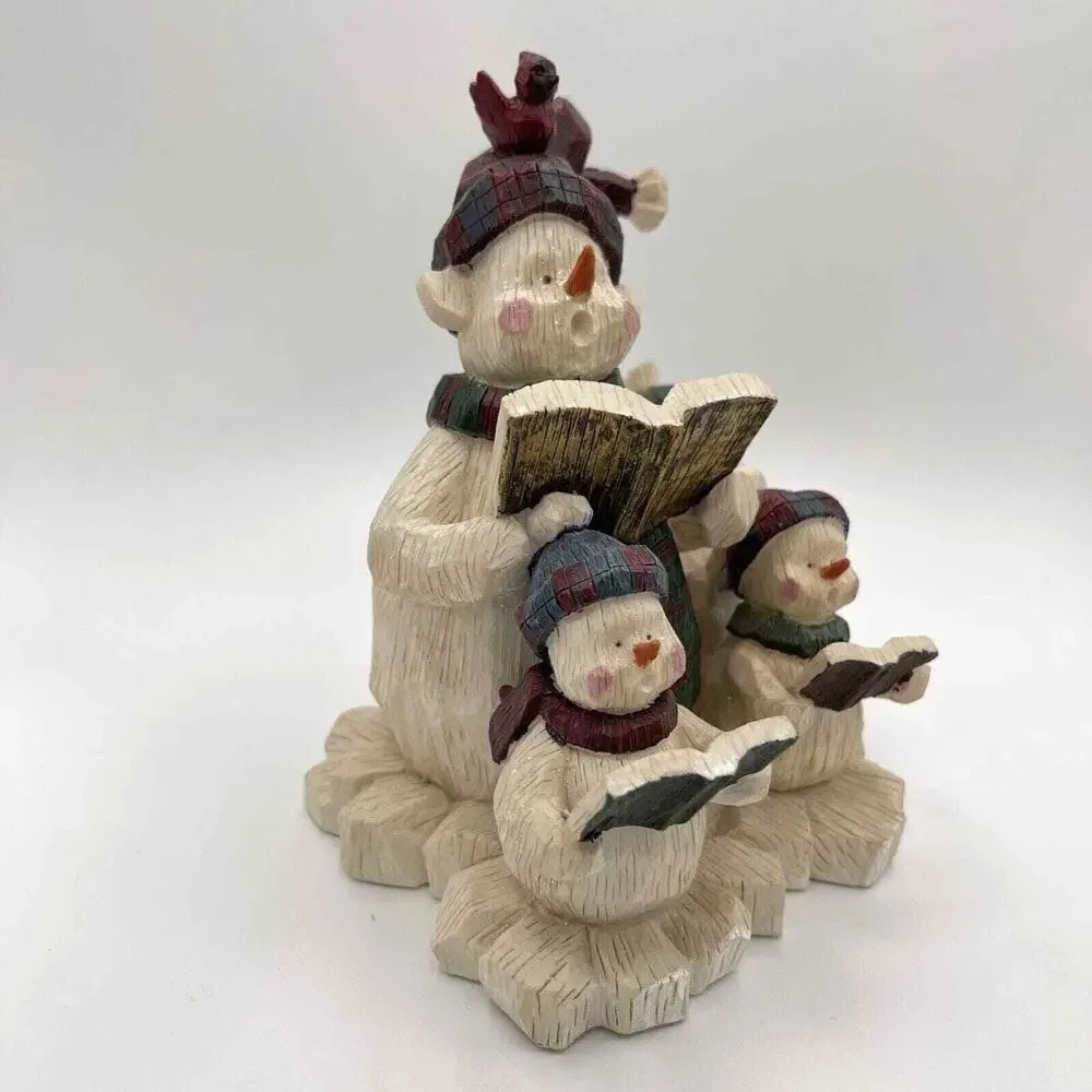 Herco Gift Snowman Figurine Family Christmas Carolers Bird Holiday Decoration
